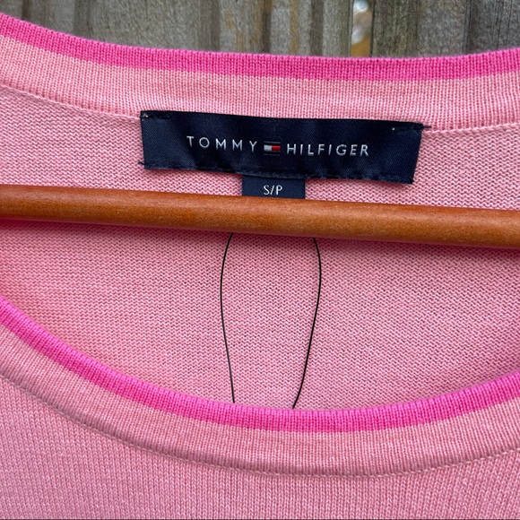 tommy hilfiger sweater shirt Woman Color coral Cable-Knit Striped-Hem Si… - Picture 5 of 5